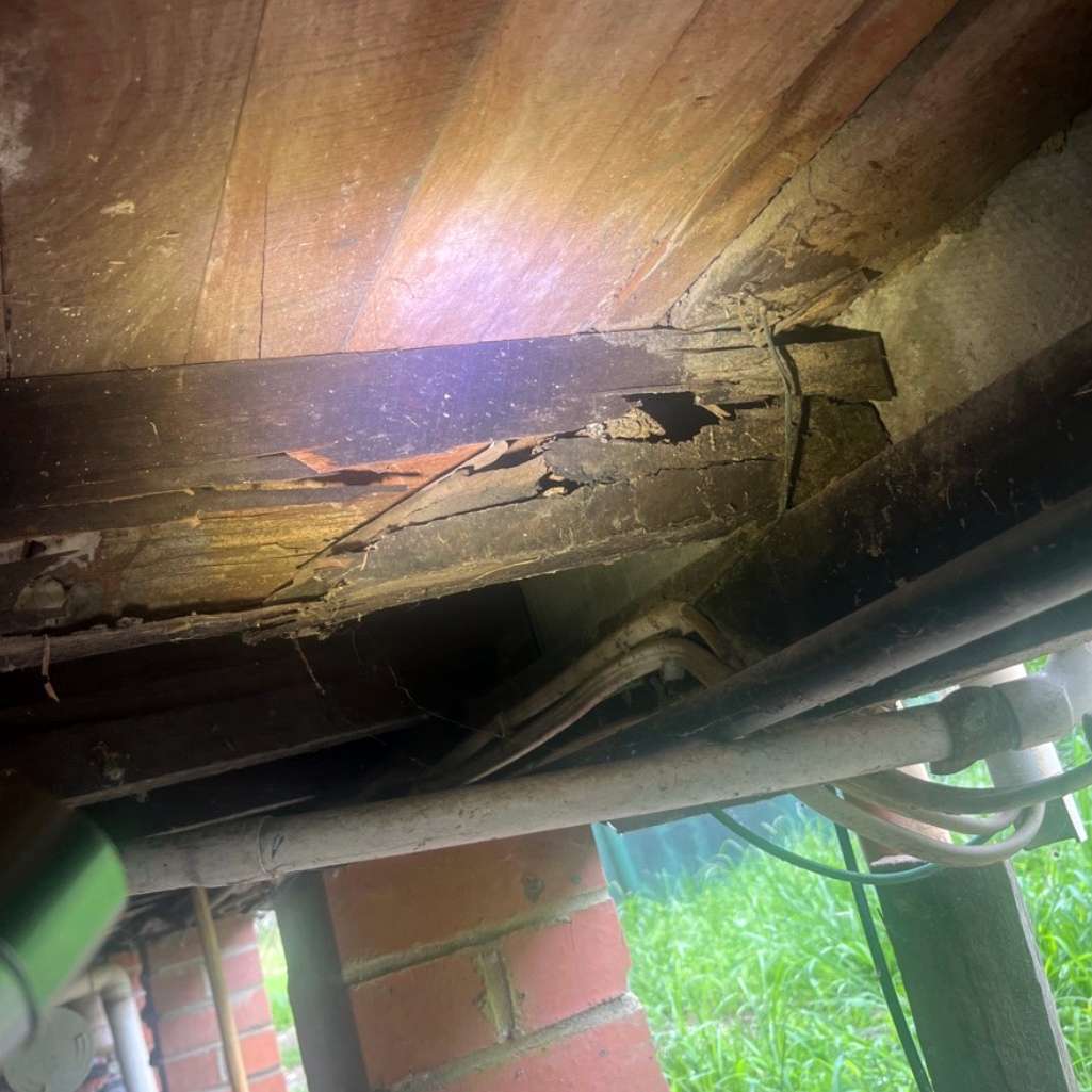 water damaged support beams